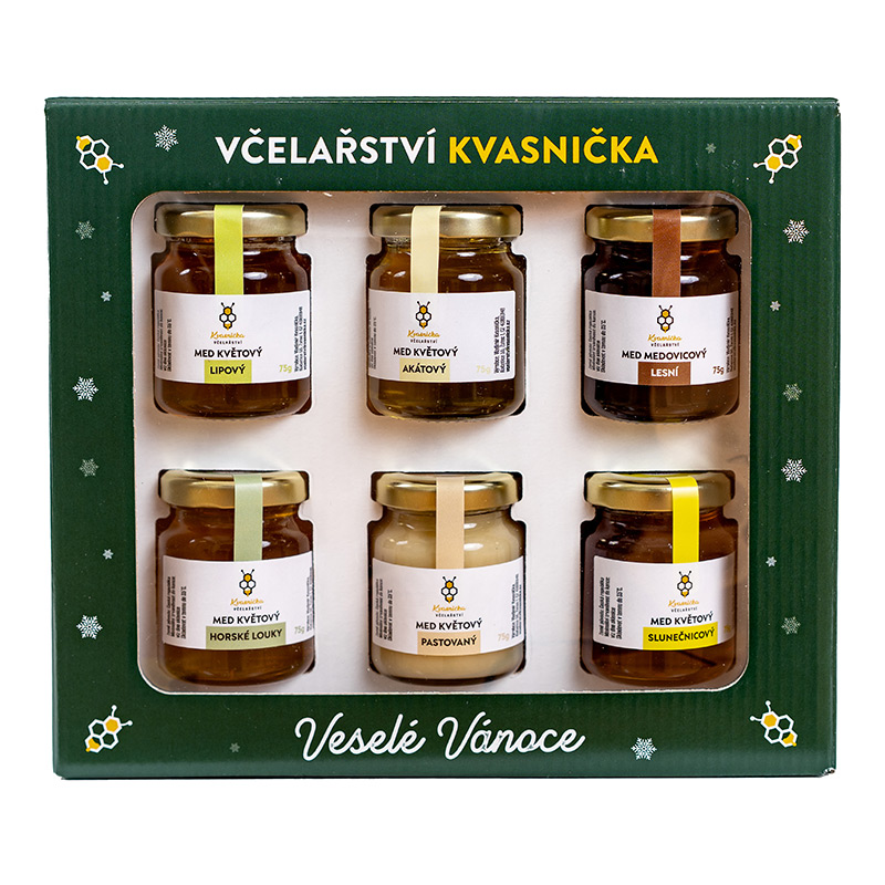 dárková sada - výběr druhových medů - varianta: kolekce Včelařství Kvasnička