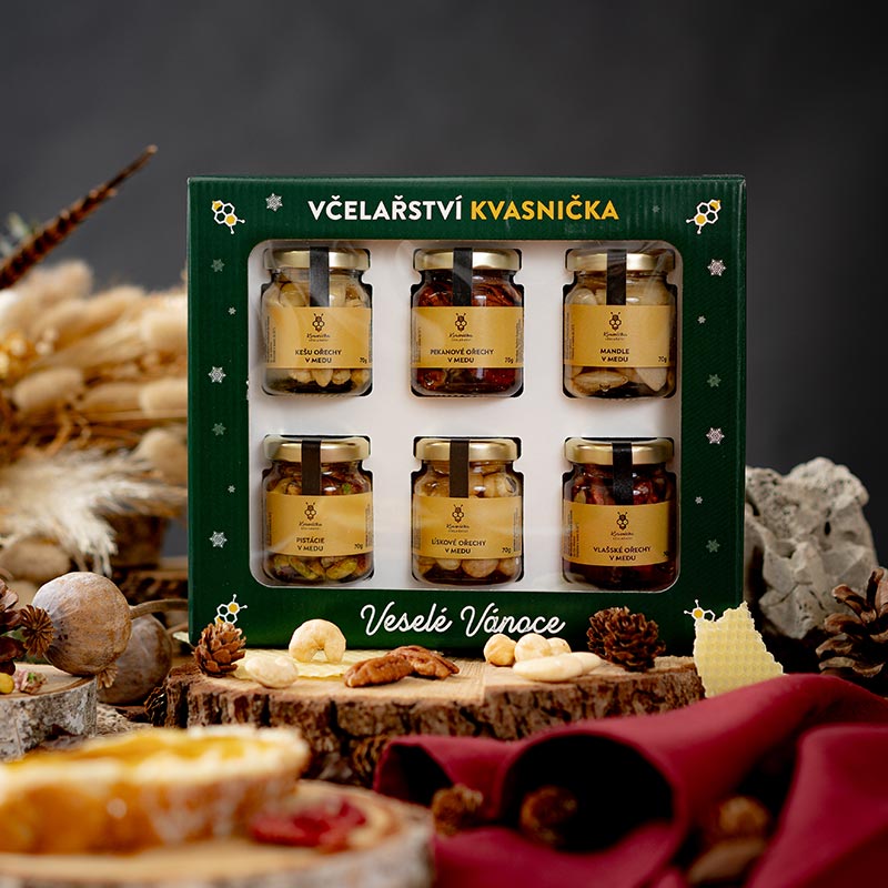 dárková sada - ořechy v akátovém medu - varianta: Vánoční kolekce
